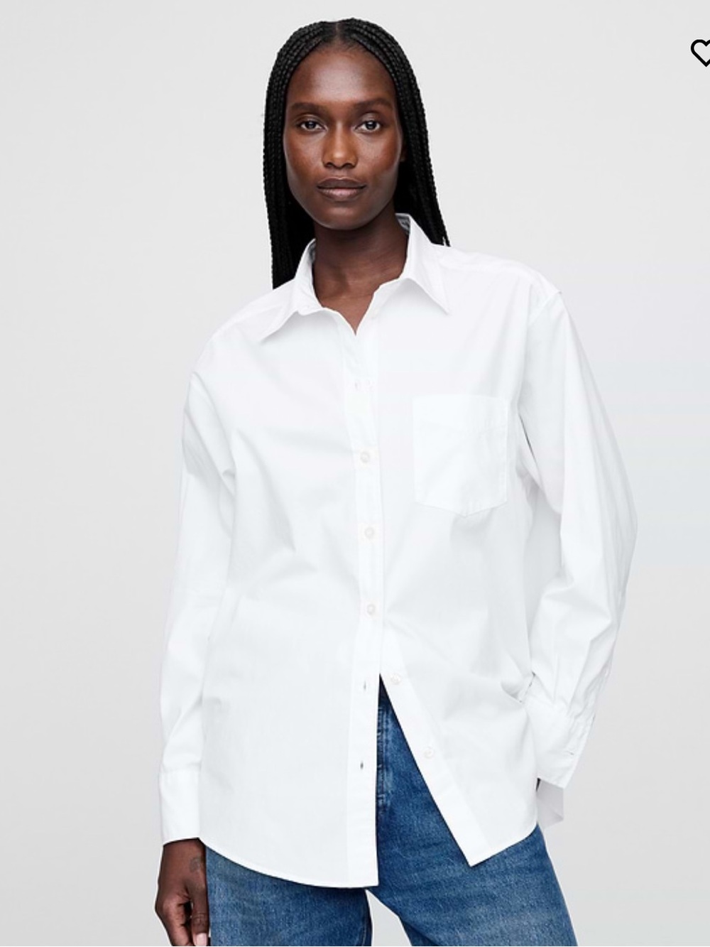 Organic Cotton Poplin Big Shirt in New Optic White